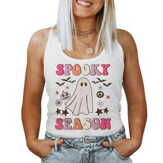 Groovy Spooky Season Cute Ghost Pumpkin Halloween Boys Girls Women Tank Top - Monsterry UK