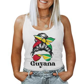 Guyana Girl Pride Guyanese Girl Guyana Messy Bun Women Tank Top | Mazezy