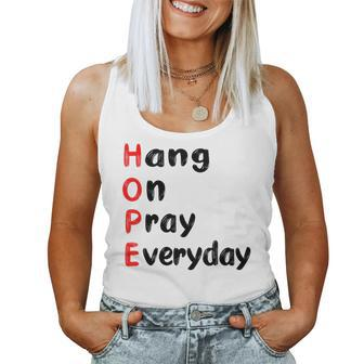 Hang On Pray Everyday Motivational Hope Acronym Women Tank Top | Mazezy