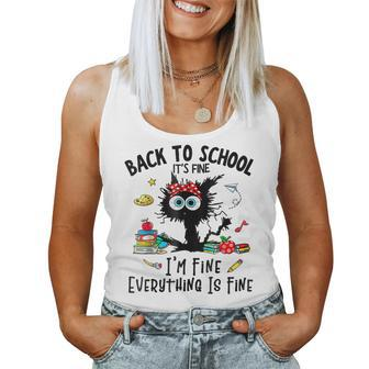 Happy First Day Of School Teacher Funny Back To School Girls Women Tank Top Weekend Graphic - Monsterry