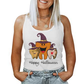 Happy Halloween Tooth Witch Leopard Fall Dentist Dental Happy Halloween Women Tank Top | Mazezy