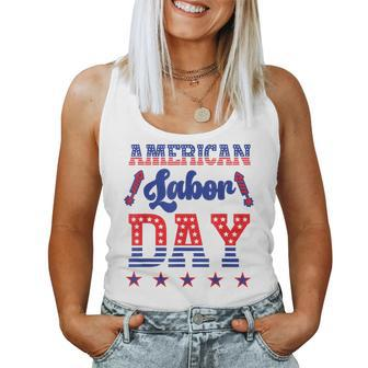 Happy Labor Day Fireworks And American Flag Labor Women Tank Top | Mazezy UK