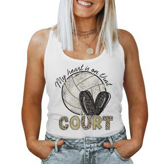 My Heart Is On That Court Volleyball Leopard Volleyball Mom Women Tank Top | Mazezy