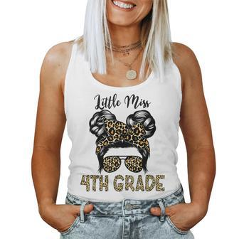 Hello 4Th Grade Messy Hair Bun Girl Back To School First Day Women Tank Top Weekend Graphic - Seseable