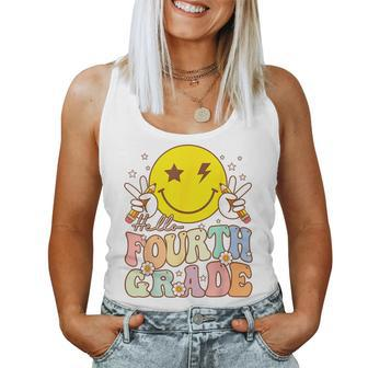 Hello Fourth Grade Funny Smile Face 4Th Grade Back To School Women Tank Top Weekend Graphic - Seseable