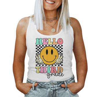 Hello Third Grade Groovy Retro First Day Back To School Women Tank Top - Seseable
