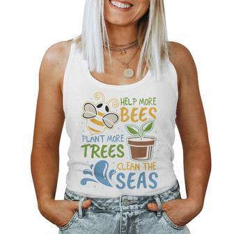 Help More Bees Plant Trees Clean Seas Earth Day Light Women Tank Top Basic Casual Daily Weekend Graphic - Thegiftio UK