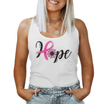 Hope Sunflower Leopard Pink Ribbon Breast Cancer Awareness Women Tank Top | Mazezy