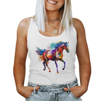 Horse Vivid Colors Riding Horse Horseback Horse For Women Women Tank Top Basic Casual Daily Weekend Graphic - Seseable