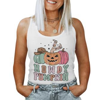 Howdy Pumpkin Western Fall Rodeo Womens Halloween Halloween Women Tank Top | Mazezy
