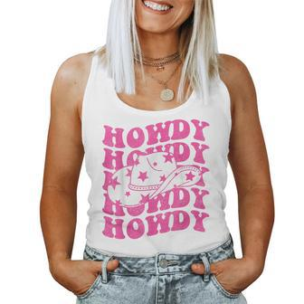 Howdy Southern Western Girl Country Rodeo Pink Cowgirl Retro Women Tank Top - Seseable