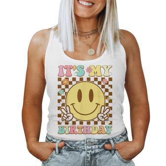 It's My Birthday Boys Girls Kid Retro Groovy Bday Women Tank Top - Thegiftio UK