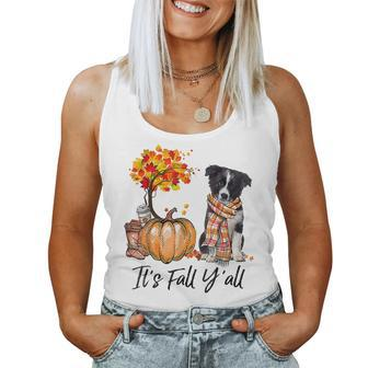 It's Fall Y'all Border Collie Pumpkin Dog Autumn Halloween Halloween Women Tank Top | Mazezy