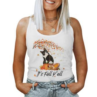 It's Fall Y'all Cute Black Cat Lovers Thanksgiving Halloween Halloween Women Tank Top | Mazezy