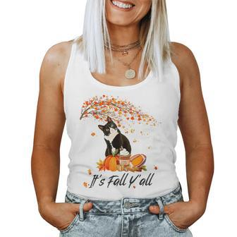 It's Fall Y'all Cute Black Cat Lovers Thanksgiving Halloween Women Tank Top - Thegiftio UK