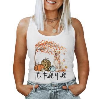It's Fall Y'all Labrador Retriever Pumpkin Autumn Leaf Fall Women Tank Top - Seseable