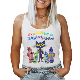 It's A Good Day To Teach Tiny Humans Cat Teacher Lover Women Tank Top - Seseable