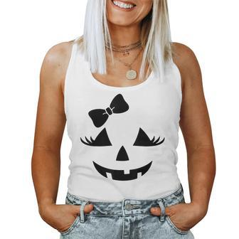 Jack O Lantern Eyelashes Pumpkin Face Halloween Girls Women Tank Top | Mazezy CA