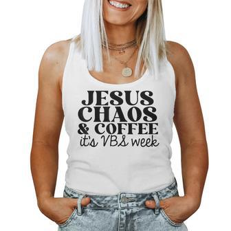 Jesus Chaos And Coffee Vbs 2023 For Coffee Lovers Women Tank Top | Mazezy
