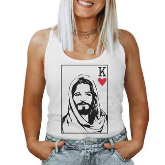 Jesus Is King Jesus King Of Hearts Card Christian Men Women Women Tank Top - Seseable