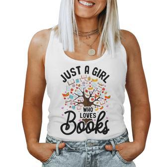 Just A Girl Who Loves Books Reading Book Lover Tree Bookworm Women Tank Top | Mazezy