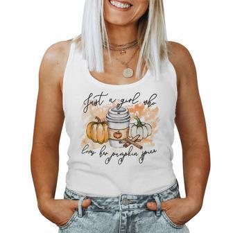 Just A Girl Who Loves Fall Pumpin Spice Latte Autumn Women Tank Top | Mazezy