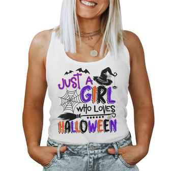 Just A Girl Who Loves Halloween Halloween Costume Women Tank Top - Monsterry