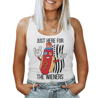 Im Just Here For The Wieners Hot Dog Cartoon 4Th Of July Women Tank Top | Mazezy