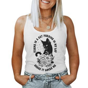 Karma Is A Cat Purring In My Lap Cause It Loves Me Floral Women Tank Top | Mazezy