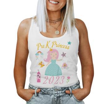 Kids 2023 Princess Outfit Girls Happy First Day Of Pre K Women Tank Top Weekend Graphic - Monsterry DE