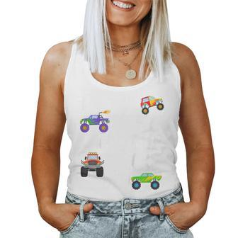 Kids 4 Year Old Monster Truck Birthday Party - Boy Or Girl Women Tank Top Weekend Graphic - Monsterry UK