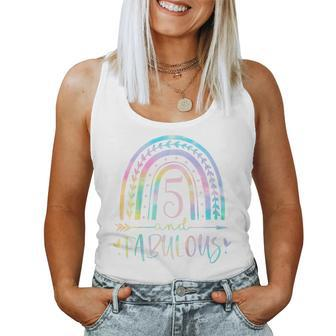 Kids 5 And Fabulous Rainbow Five Year Old Girls Bday Tie Dye Women Tank Top Basic Casual Daily Weekend Graphic - Thegiftio UK