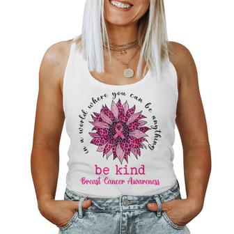 Be Kind Pink Ribbon Breast Cancer Awareness Support Squad Women Tank Top - Seseable