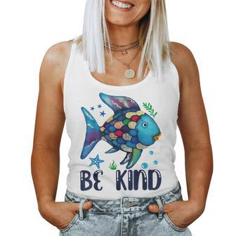 Be Kind Rainbow Fish Teacher Life Back To School Teaching Women Tank Top - Monsterry UK