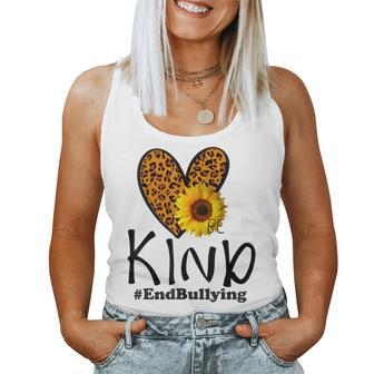 Be Kind Unity Day Orange Anti Bullying Leopard Heart Women Tank Top - Seseable