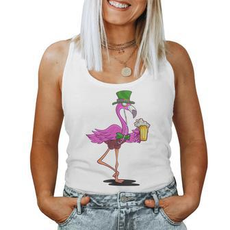 Leprechaun Flamingo With Beer St Patricks Day Women Tank Top | Mazezy