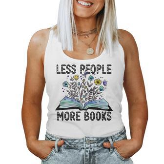 Less People More Books Book Flowers Reading Lover Women Tank Top Basic Casual Daily Weekend Graphic - Thegiftio UK