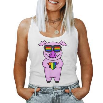 Lgbt Supporter Pig Rainbow Gay Pride - Lgbt Heart Animal Women Tank Top | Mazezy