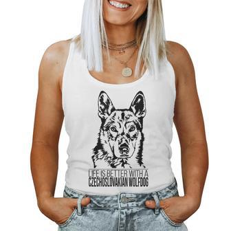 Life Is Better Czechoslovakian Wolfdog Dog Mom Dog Women Tank Top | Mazezy