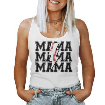 Lightning Bolt Mama Softball Baseball Sport Mom Mother's Day Women Tank Top - Seseable