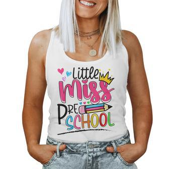 Little Miss Preschool Back To School Preschool Girls Women Tank Top Weekend Graphic - Seseable