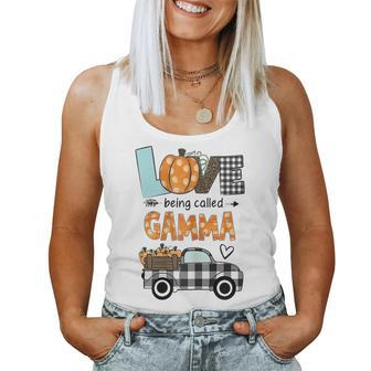 Love Being Called Gamma Pumpkins Truck Fall Halloween Women Tank Top | Mazezy