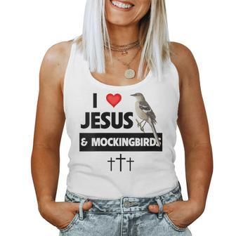 I Love Jesus And Northern Mockingbird Arkansas State Bird Women Tank Top | Mazezy