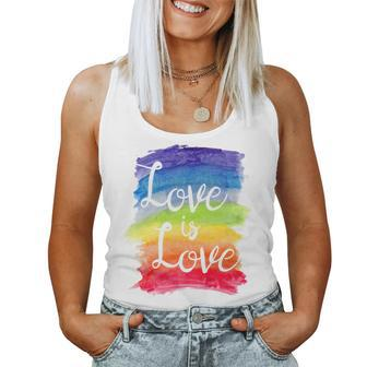Love Is Love Rainbow Gay Lesbian Pride Watercolors Women Tank Top | Mazezy