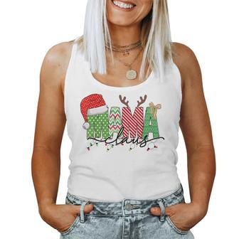 Mama Claus Christmas Lights Pajama Family Matching Outfit Women Tank Top - Monsterry UK