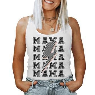 Mama Lightning Bolt Checkered Pattern Women Tank Top - Monsterry CA