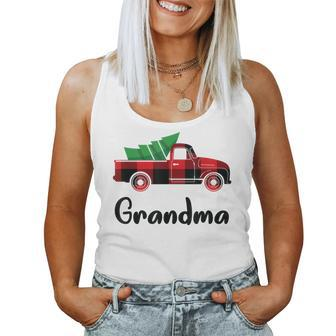 Matching Christmas Pajamas Cute Plaid Truck Grandma Women Tank Top | Mazezy DE