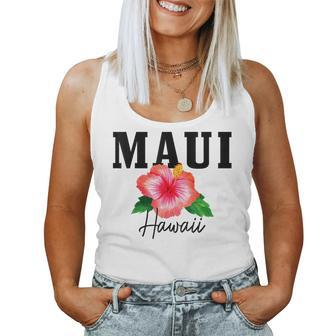 Maui Hawaii Floral Hibiscus Surf Surfer Vintage Hawaiian Women Tank Top - Monsterry CA
