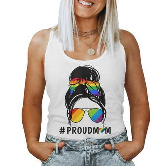 Messy Bun Hair Proud Mom Lgbtq Gay Pride Lgbtq Women Tank Top | Mazezy