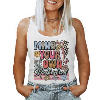 Mind Your Own Motherhood Groovy Mom Life Mothers Day Leopard Women Tank Top Basic Casual Daily Weekend Graphic - Seseable